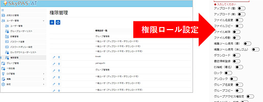 権限ロール設定とフォルダへの割り振り