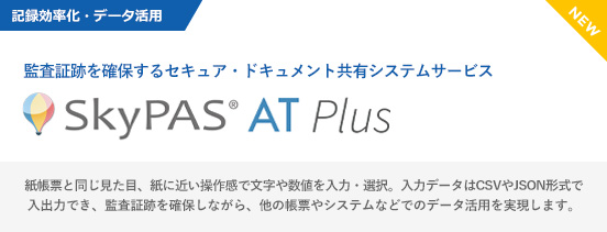 監査証跡を確保しながら、帳票へのデータ入力・取り込み・出力と記録データの活用を実現「SkyPAS AT Plus」